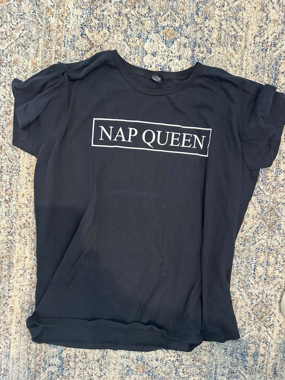 100% Cotton Anvil Nap Queen Black T-Shirt Size TG Lounge Tee